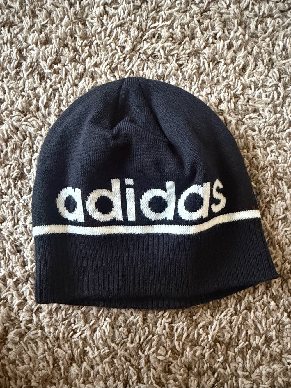 Adidas Black and White Knit Beanie